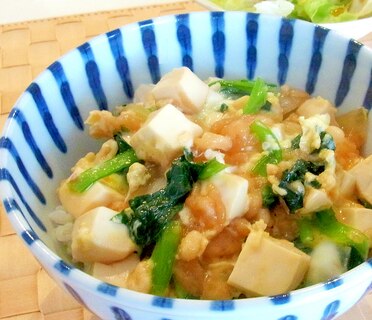小松菜と豆腐の卵とじ丼